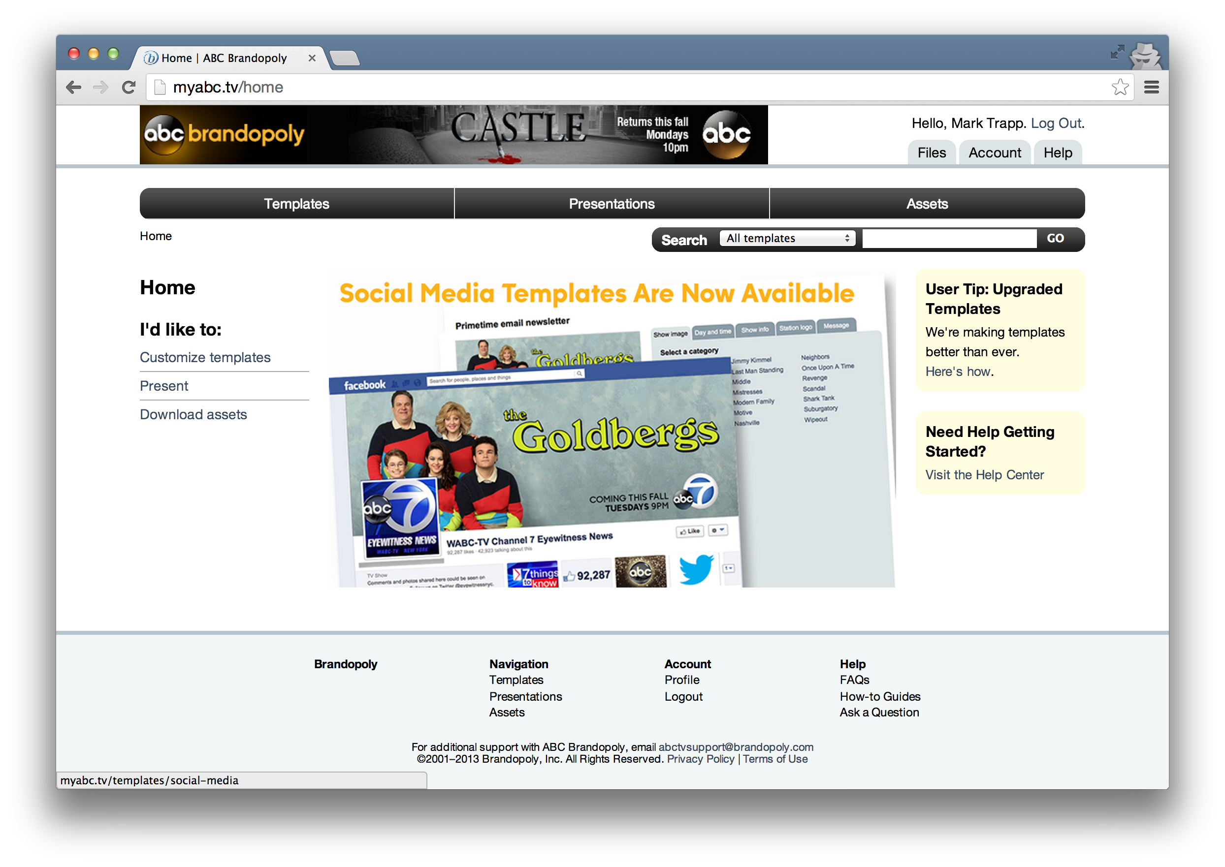 Front page for signed-in users